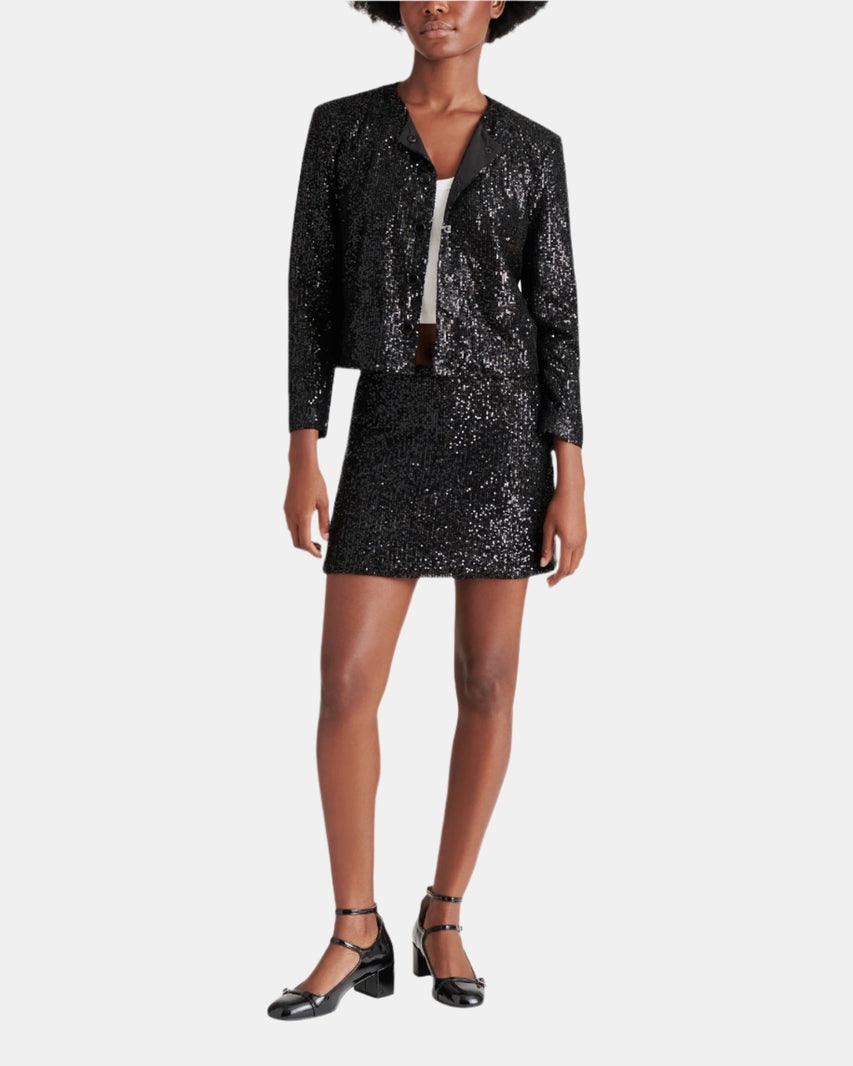 SEQUIN MINI SKIRT BLACK - Clothing - Steve Madden Canada