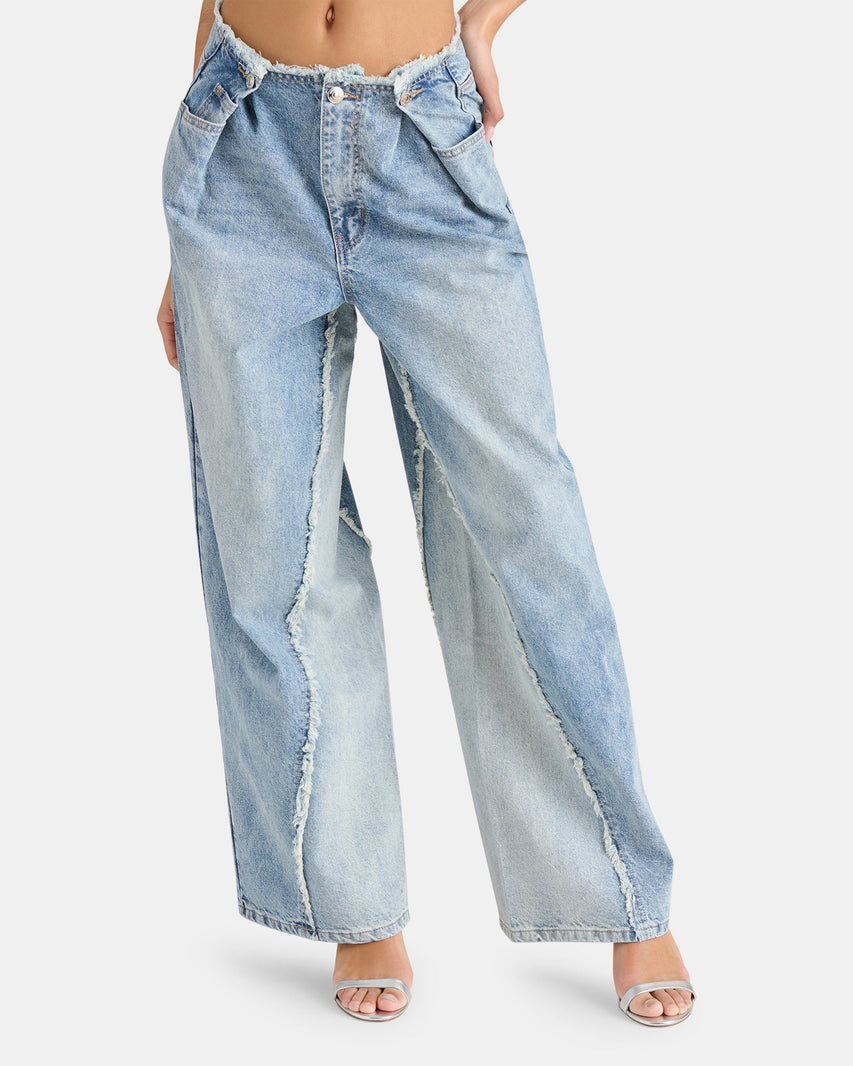 LOOSE FIT WIDE LEG JEAN BLUE - Clothing - Steve Madden Canada