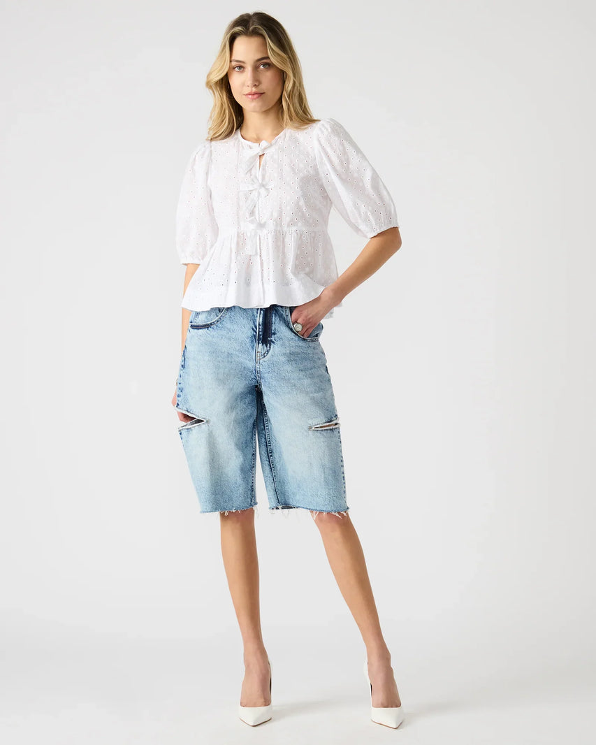 THE SLIT BARREL SHORT BLUE - Clothing - Steve Madden Canada