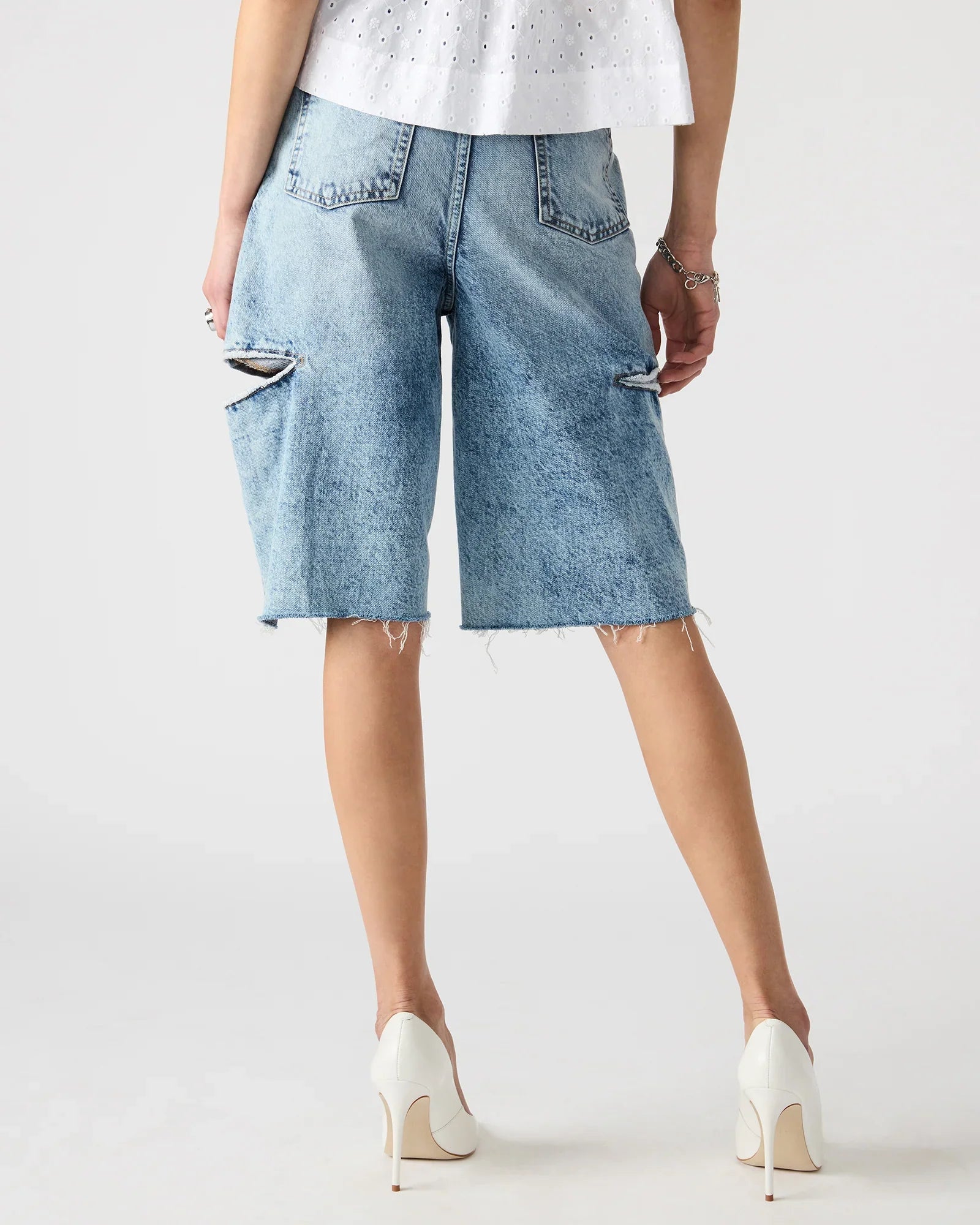 THE SLIT BARREL SHORT BLUE - Clothing - Steve Madden Canada