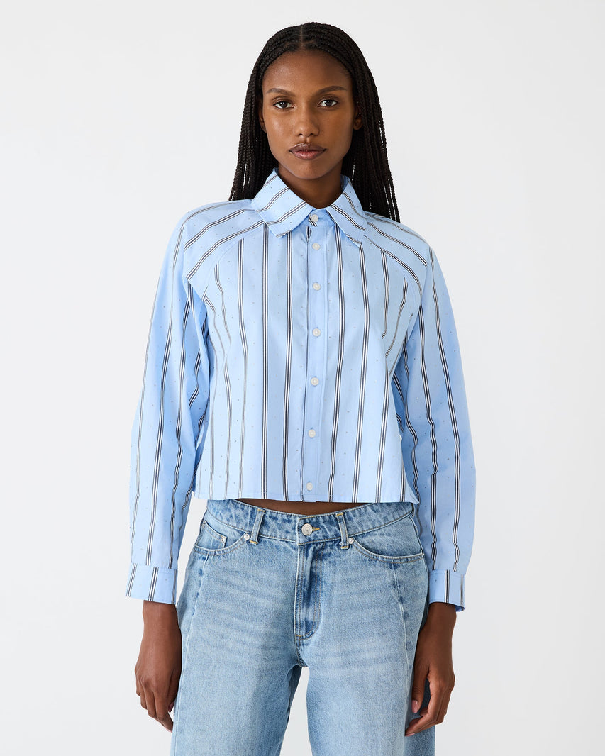 TESS BLUE RHINSTONES TOP - Clothing - Steve Madden Canada