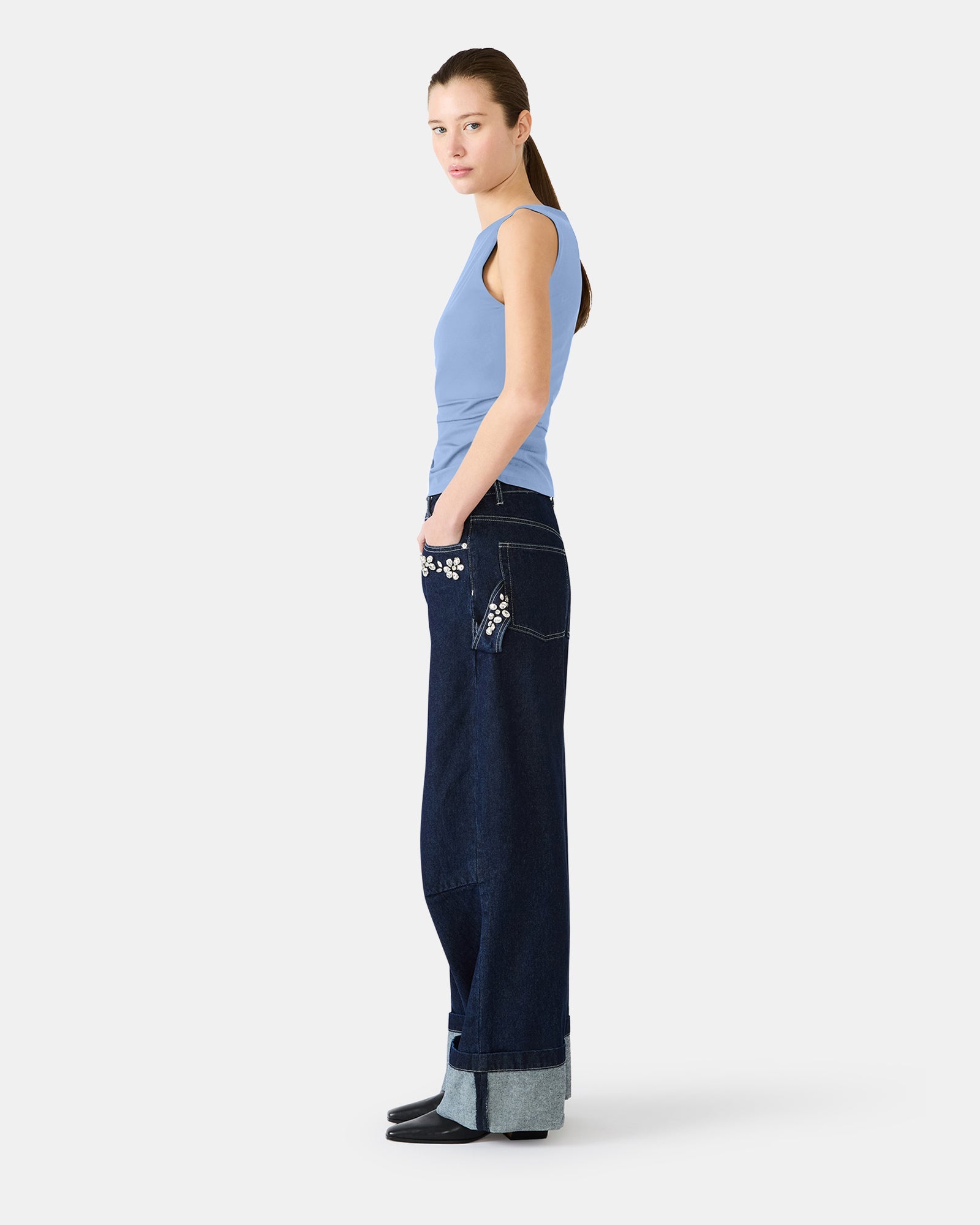 ADAIR KNIT TOP BLUE - Clothing - Steve Madden Canada