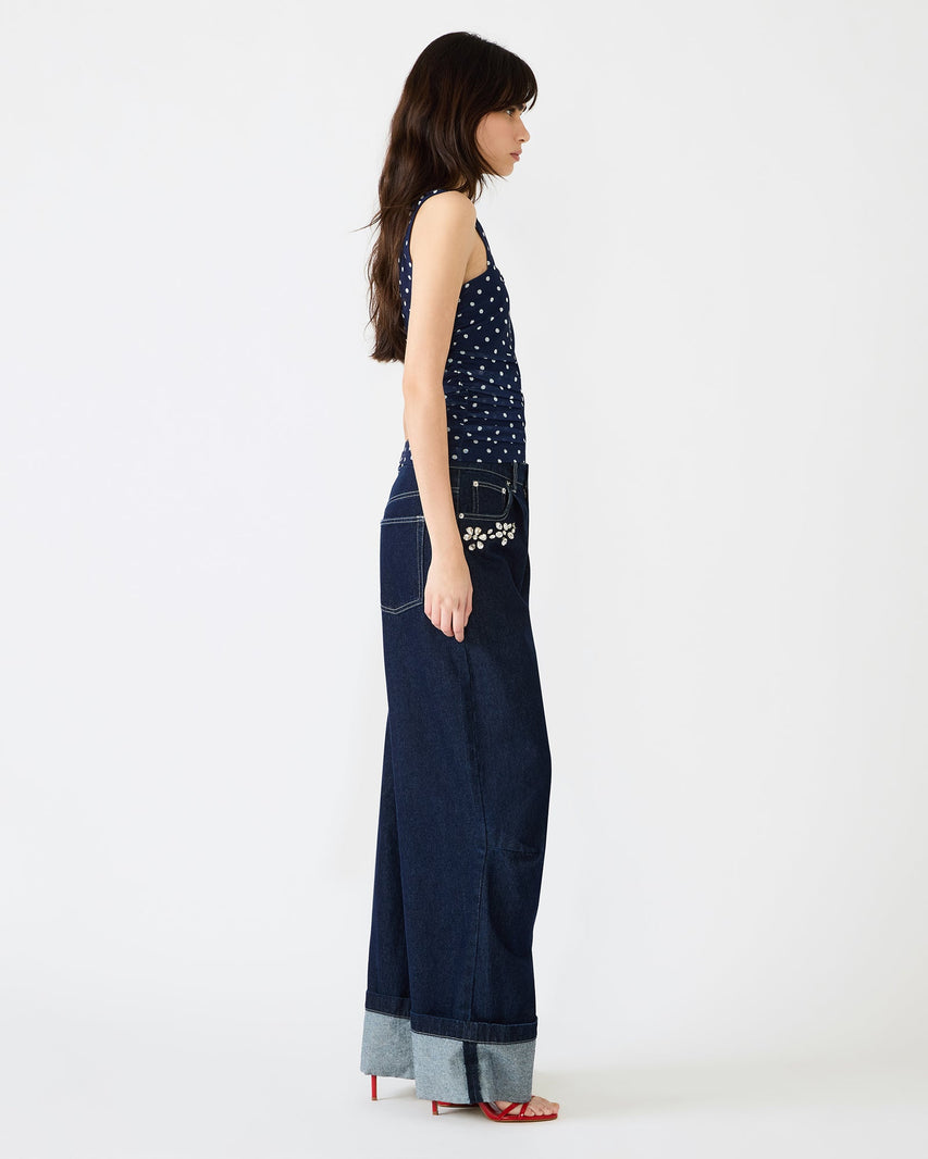 RORRY POLKA DOT KNIT TOP BLUE EXOTIC - Clothing - Steve Madden Canada