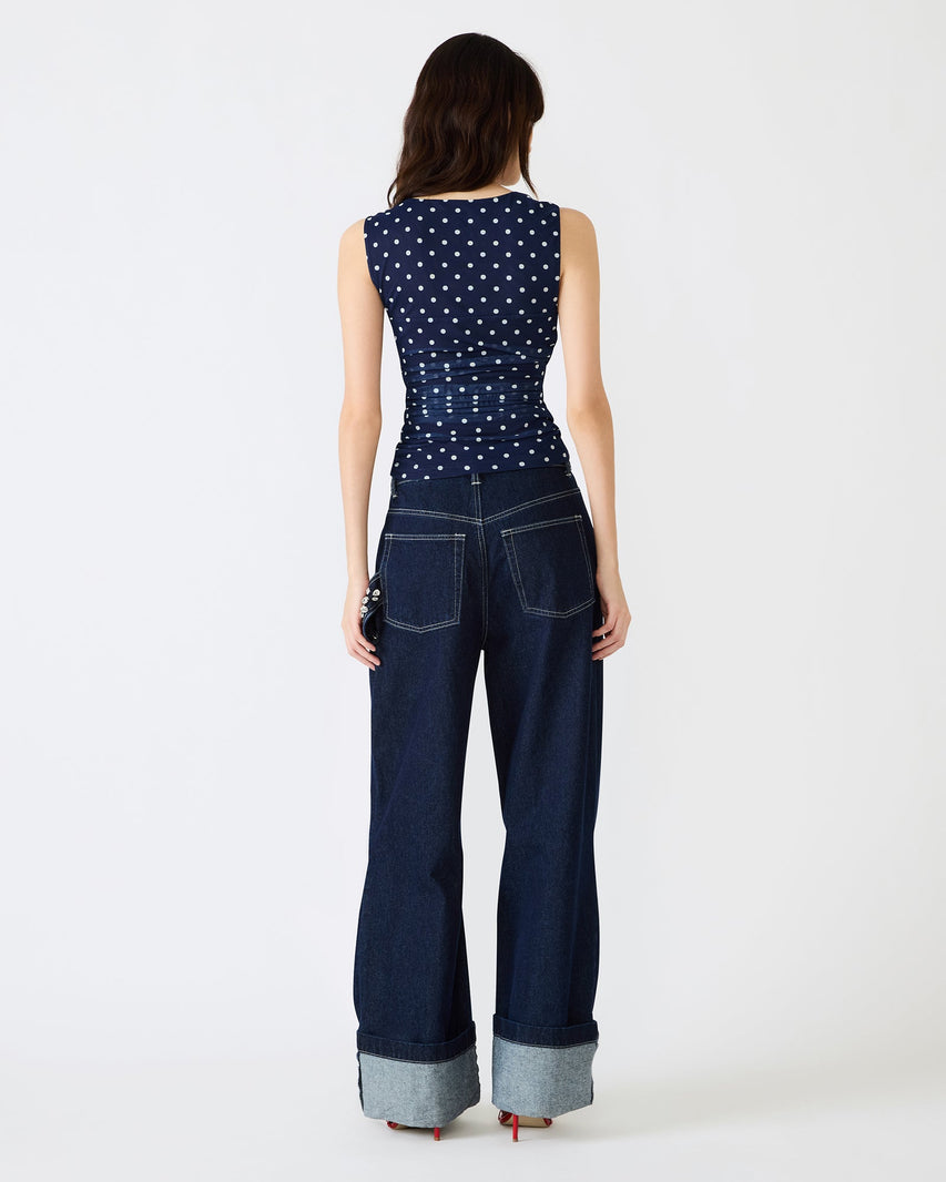 RORRY POLKA DOT KNIT TOP BLUE EXOTIC - Clothing - Steve Madden Canada