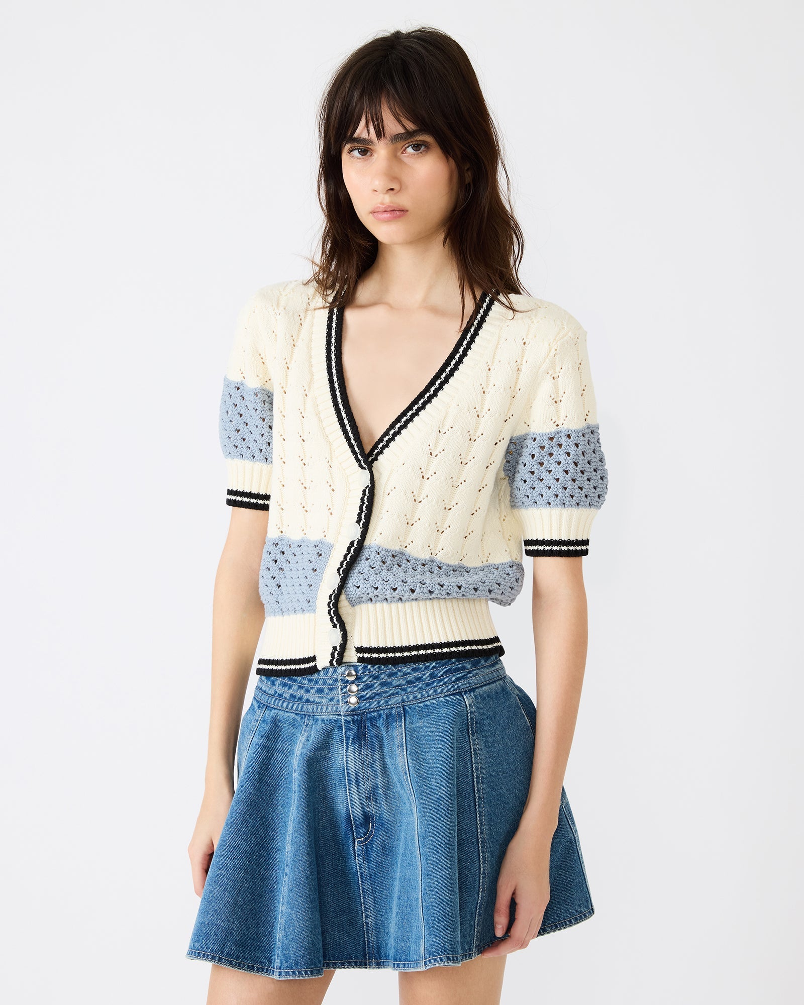 FIONA CARDIGAN WHITE MULTI - Clothing - Steve Madden Canada