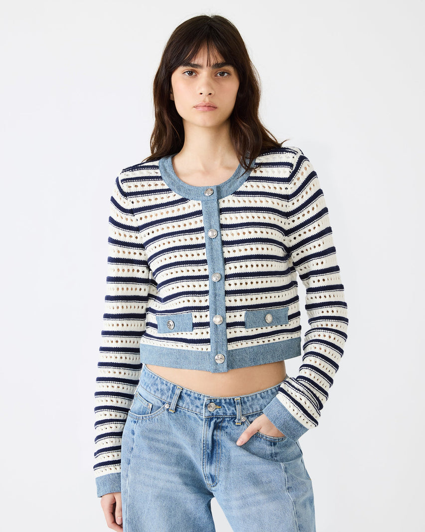CASETTE CARDIGAN WHITE - Clothing - Steve Madden Canada