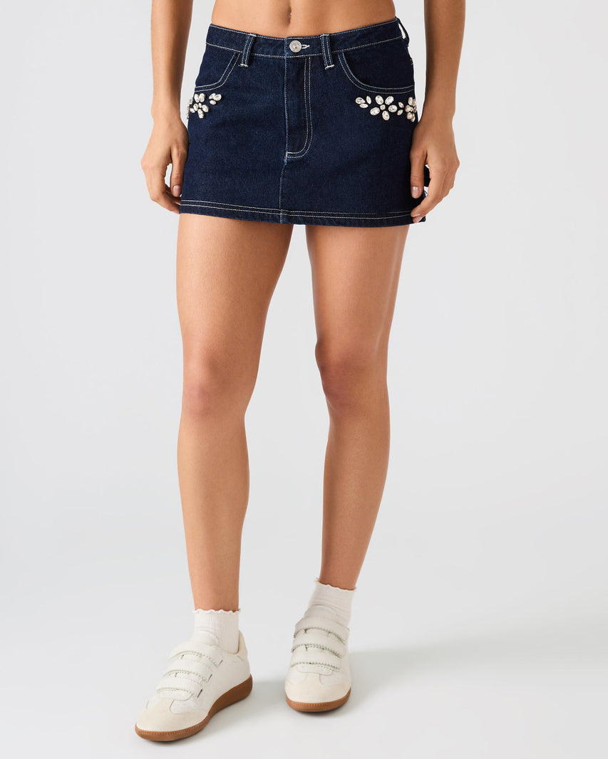 BRIELLIA SKIRT BLUE - Clothing - Steve Madden Canada