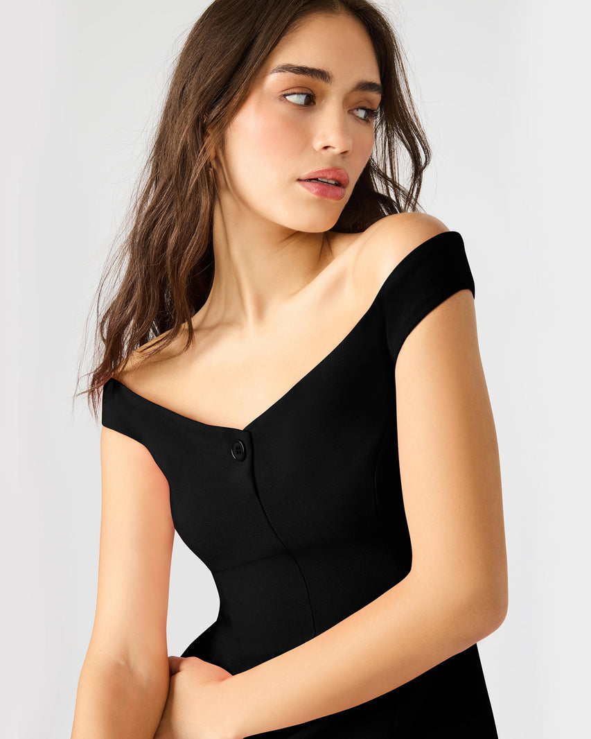YANA DRESS BLACK - Clothing - Steve Madden Canada