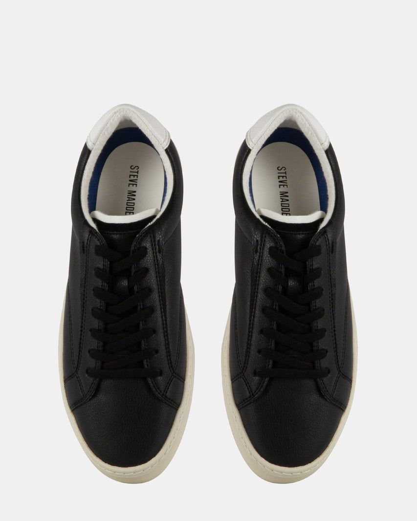 XAVVIER BLACK-WHITE LEATHER - Men's Shoes - Steve Madden Canada