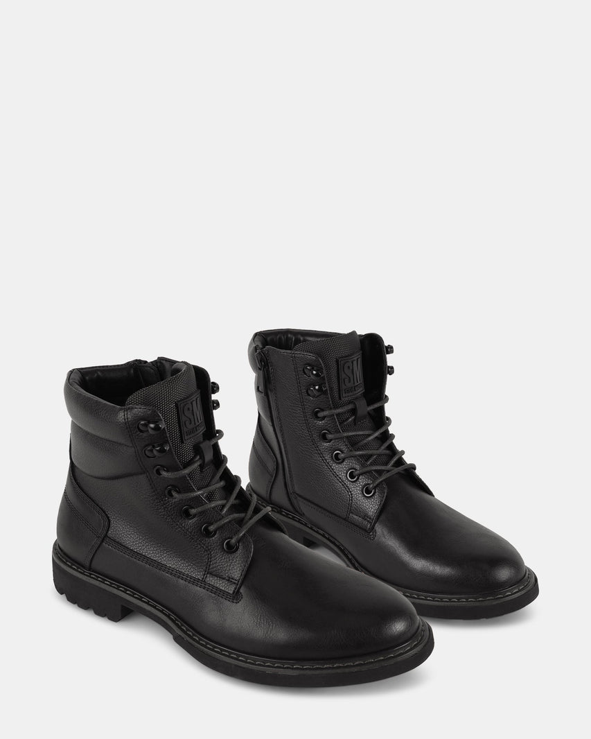 FREDDO BLACK LEATHER - Men's Shoes - Steve Madden Canada
