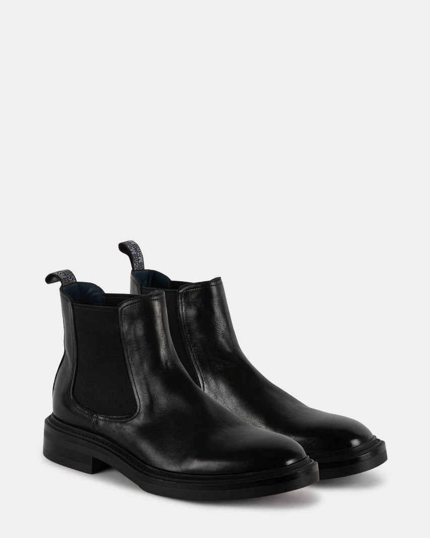 HATTON BLACK LEATHER - Men's Shoes - Steve Madden Canada