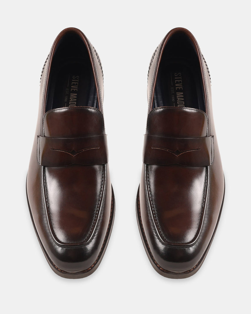KNIES BROWN LEATHER - Men's Shoes - Steve Madden Canada