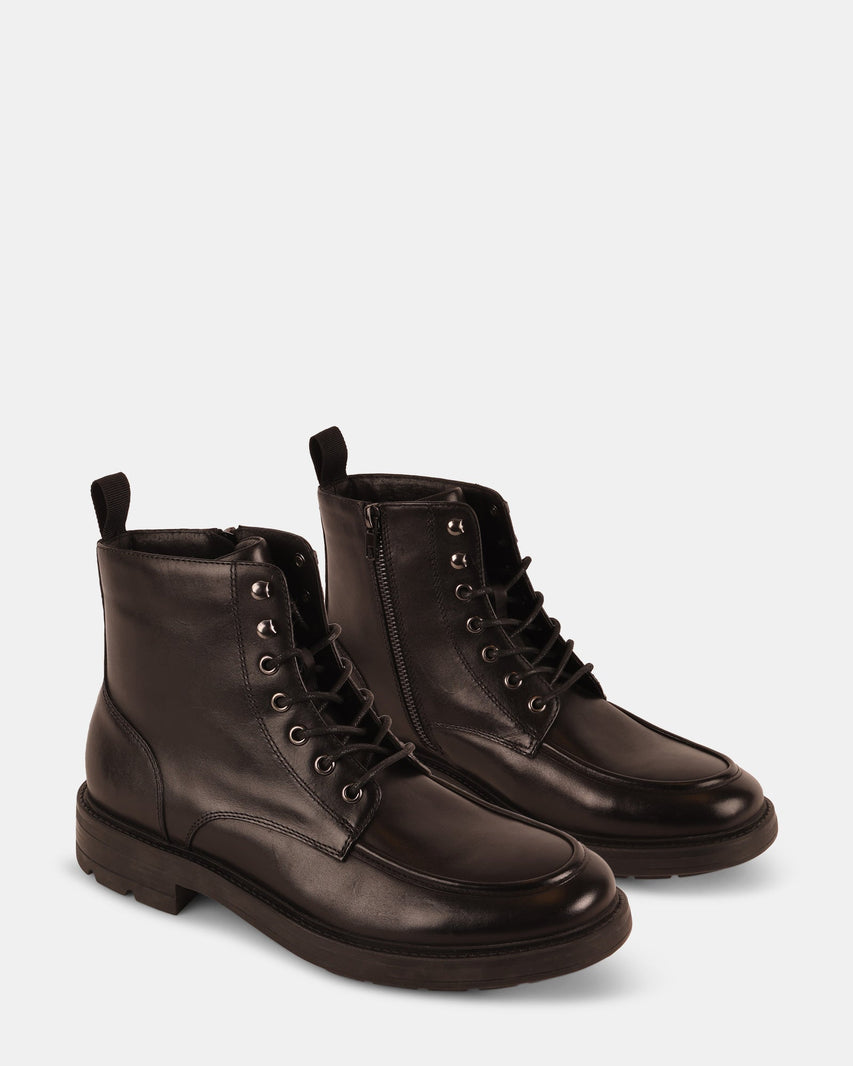 LAUGHTON BLACK LEATHER - Men's Shoes - Steve Madden Canada