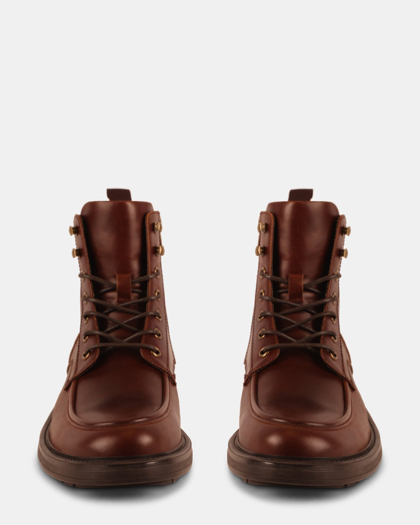 LAUGHTON COGNAC LEATHER - Men's Shoes - Steve Madden Canada