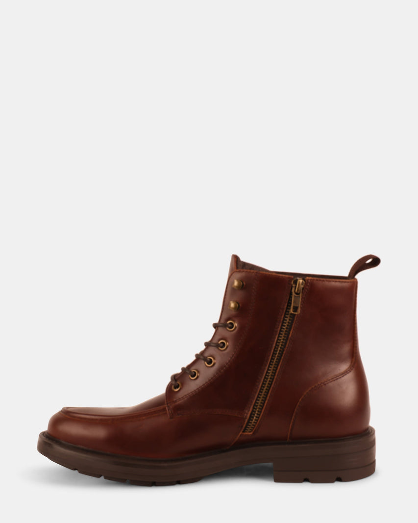 LAUGHTON COGNAC LEATHER - Men's Shoes - Steve Madden Canada