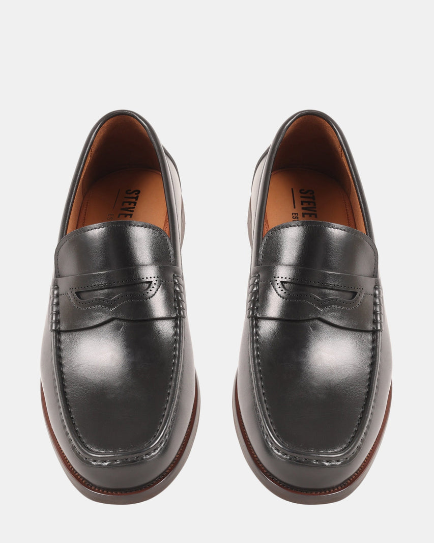 OLANTA BLACK LEATHER - Men's Shoes - Steve Madden Canada