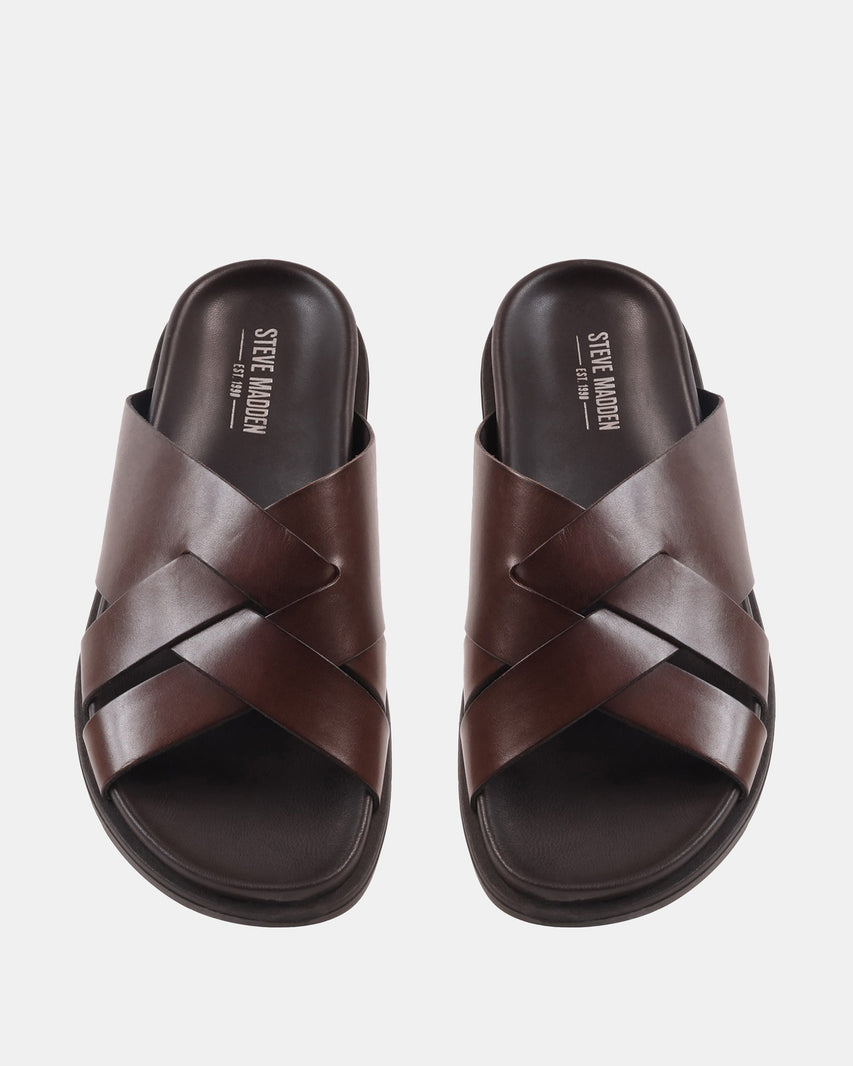 ROVERO BROWN LEATHER - Men's Shoes - Steve Madden Canada