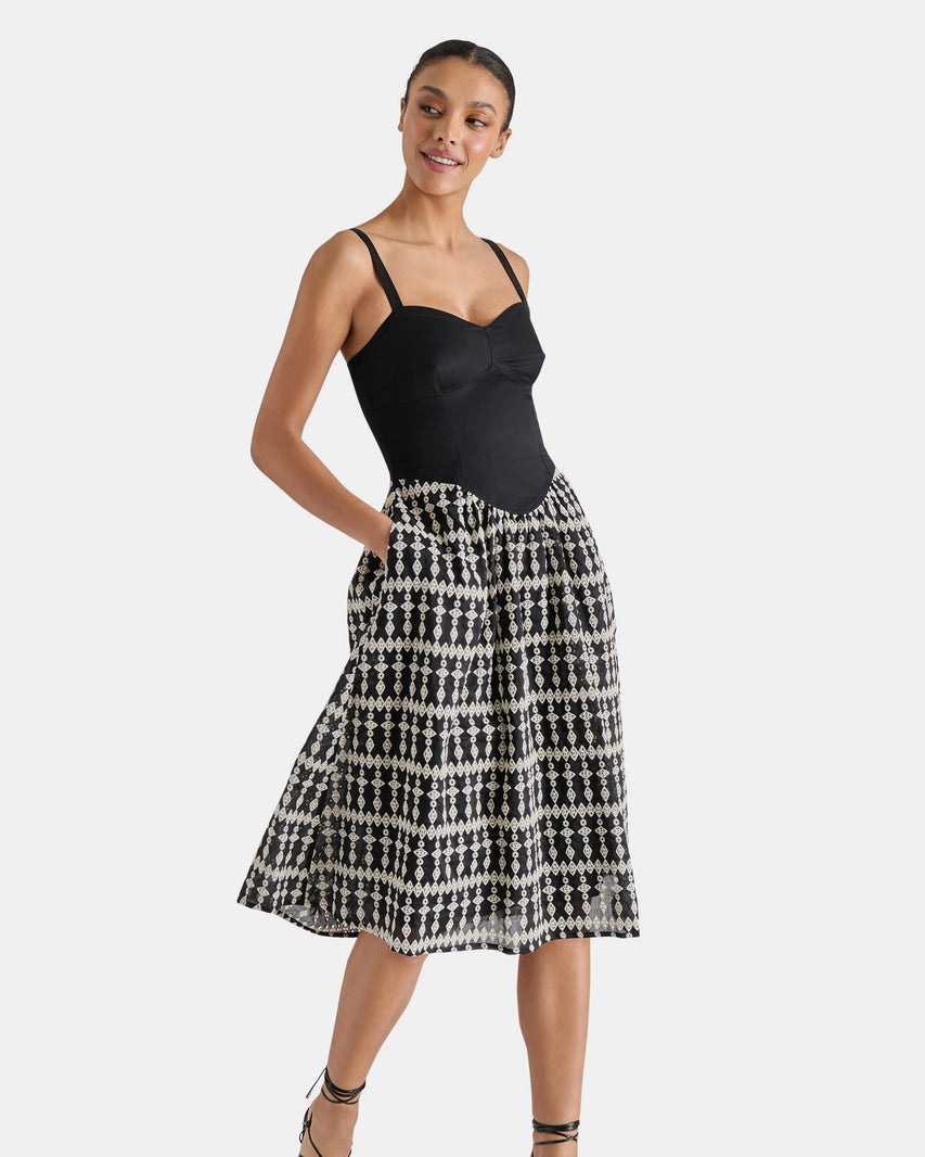 ASTER DRESS BLACK MULTI - Clothing - Steve Madden Canada