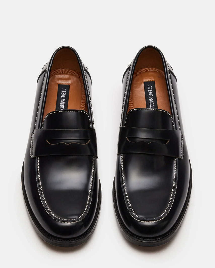 NATAN BLACK LEATHER - Men's Shoes - Steve Madden Canada