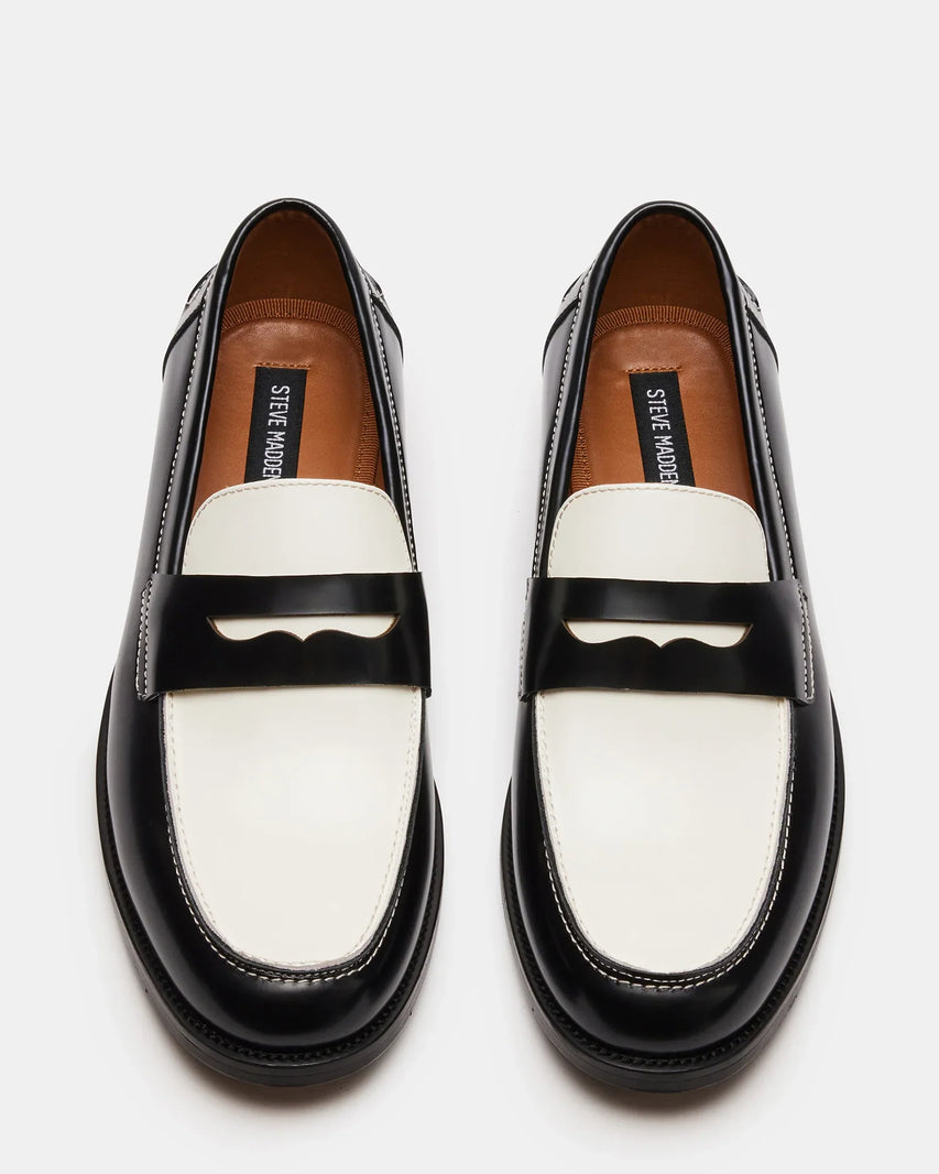 NATAN BLACK-WHITE LEATHER - Men's Shoes - Steve Madden Canada