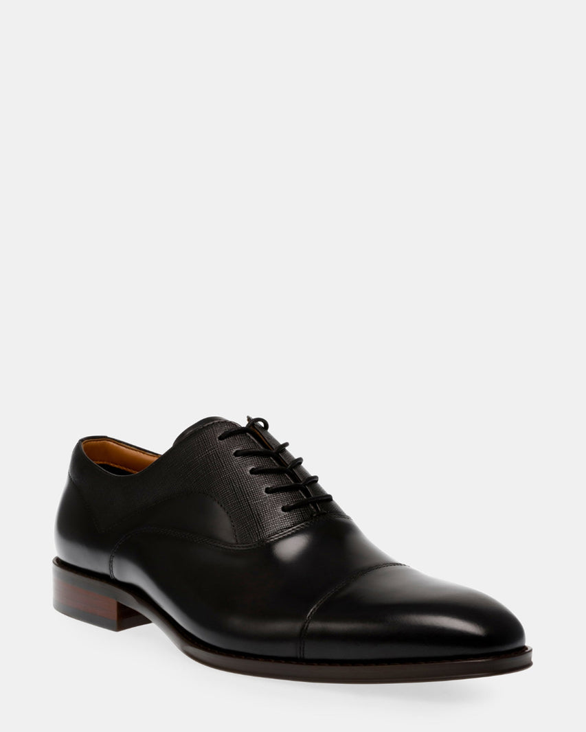 PLAKARD BLACK LEATHER - Men's Shoes - Steve Madden Canada