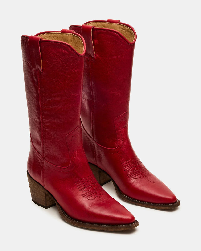 ALBANY RED LEATHER - Women's Shoes - Steve Madden Canada