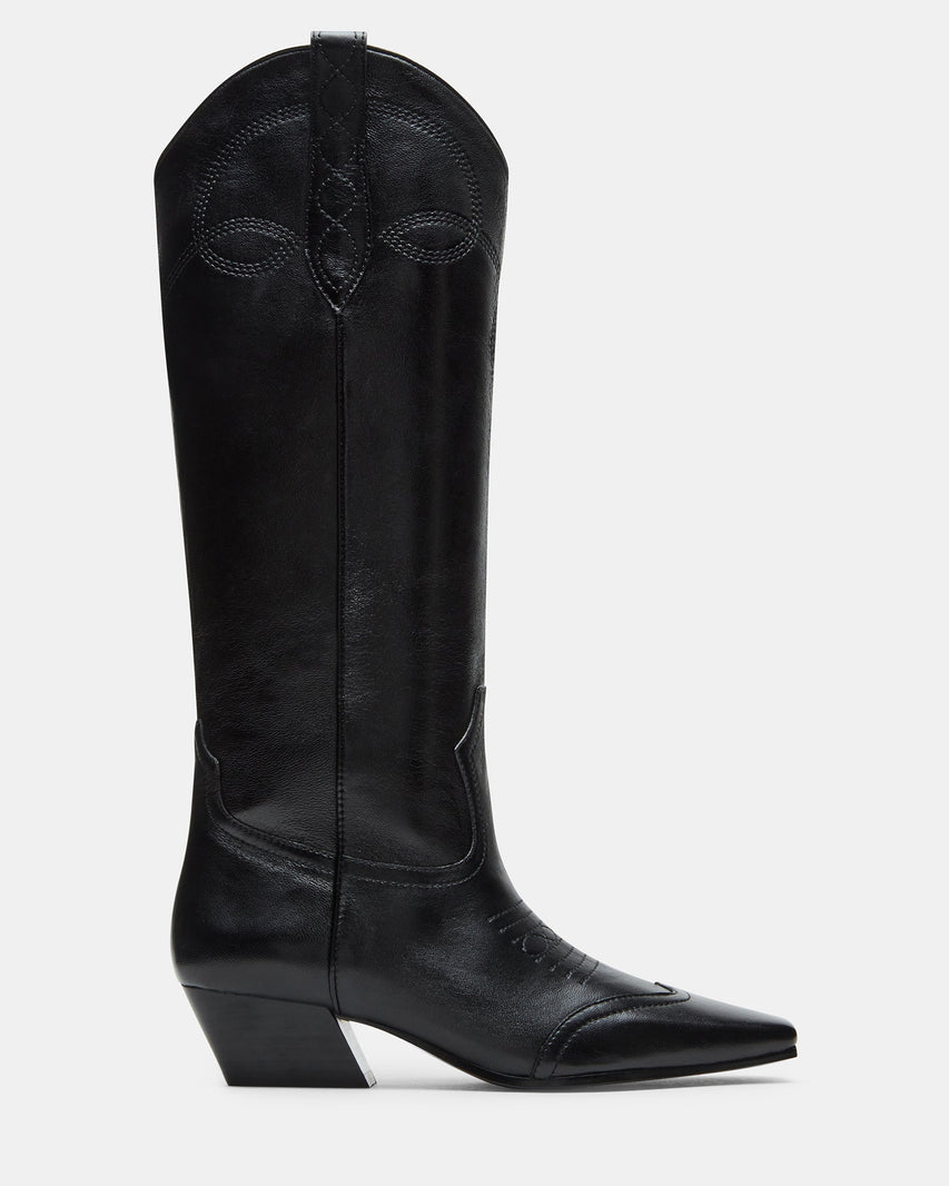 DOLLIE BLACK LEATHER - Women's Shoes - Steve Madden Canada