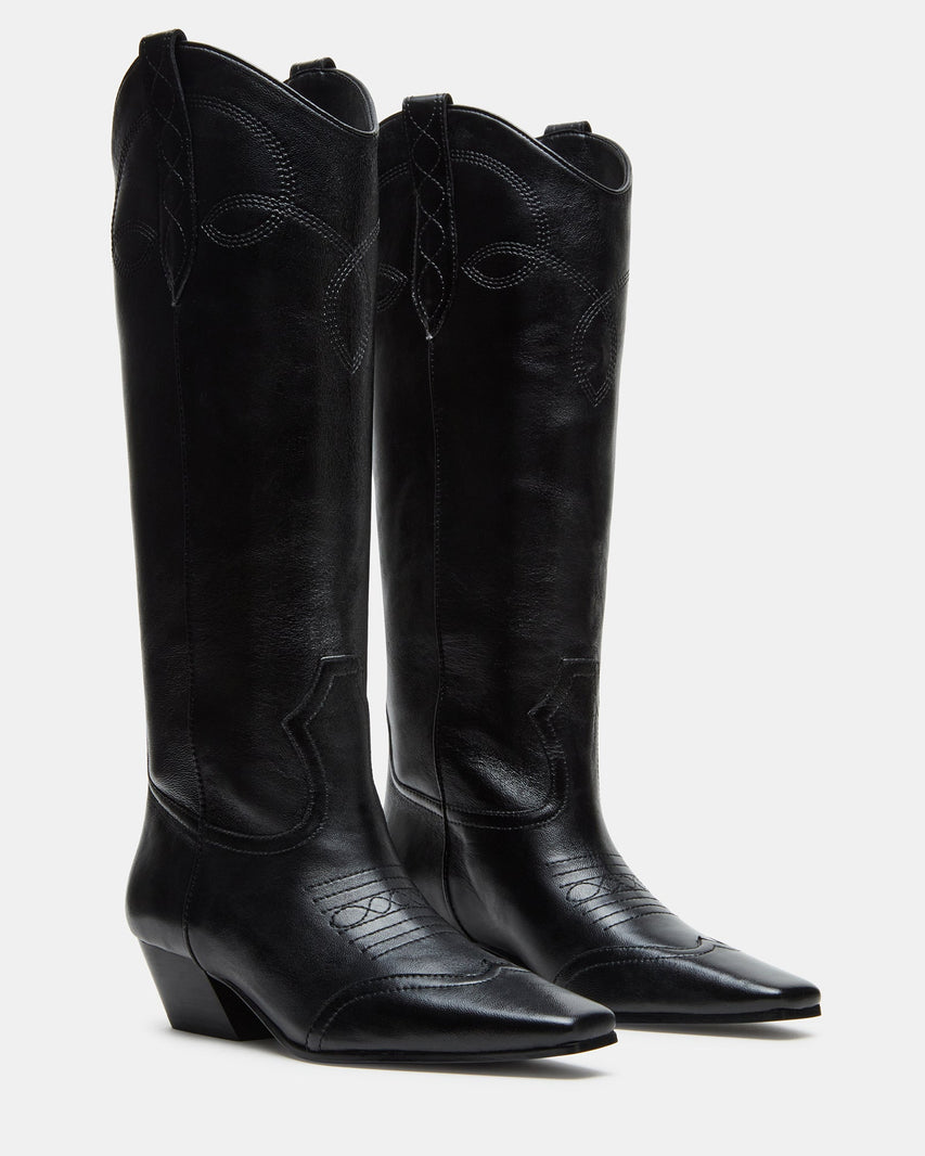 DOLLIE BLACK LEATHER - Women's Shoes - Steve Madden Canada