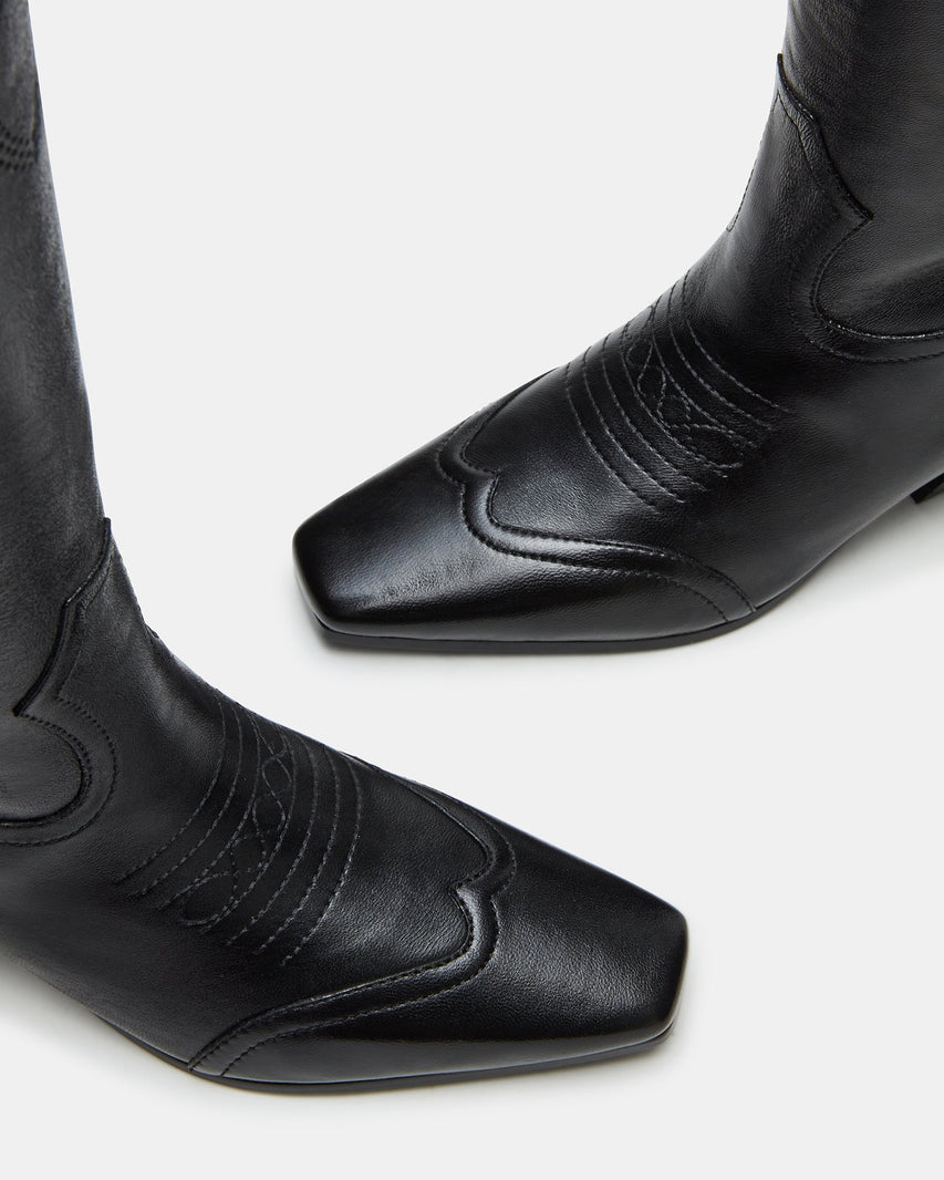 DOLLIE BLACK LEATHER - Women's Shoes - Steve Madden Canada
