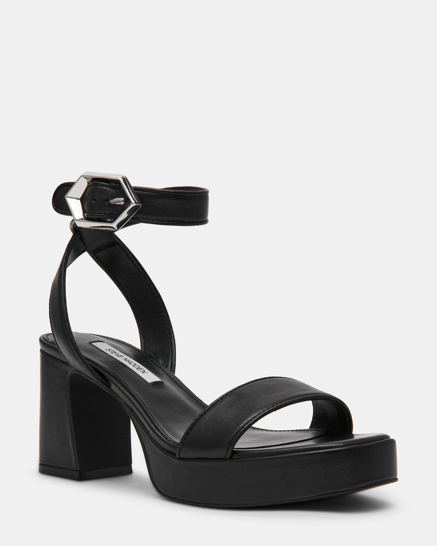 ELIDA BLACK LEATHER - Women's Shoes - Steve Madden Canada
