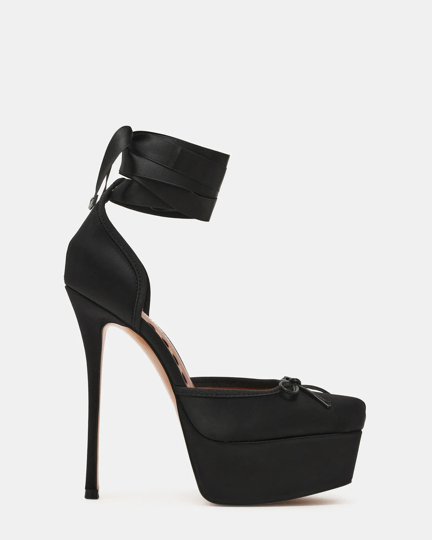 LISTEN BLACK SATIN - Women's Shoes - Steve Madden Canada