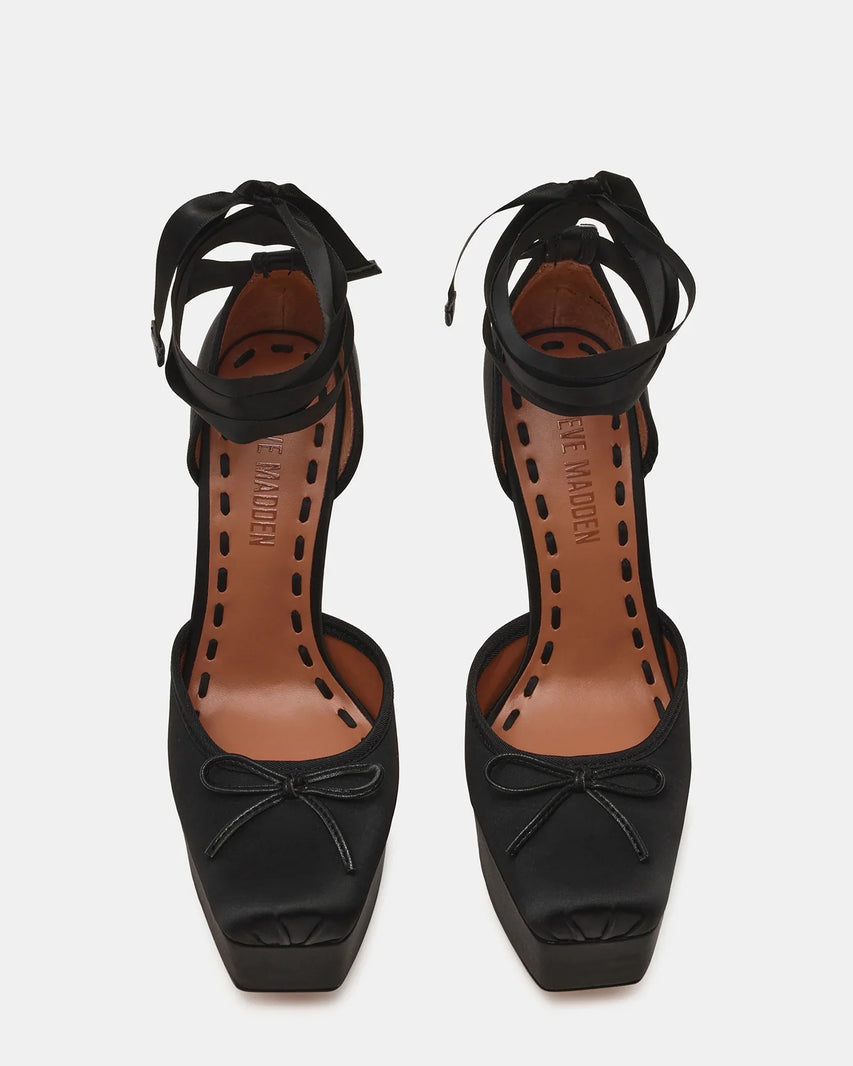 LISTEN BLACK SATIN - Women's Shoes - Steve Madden Canada
