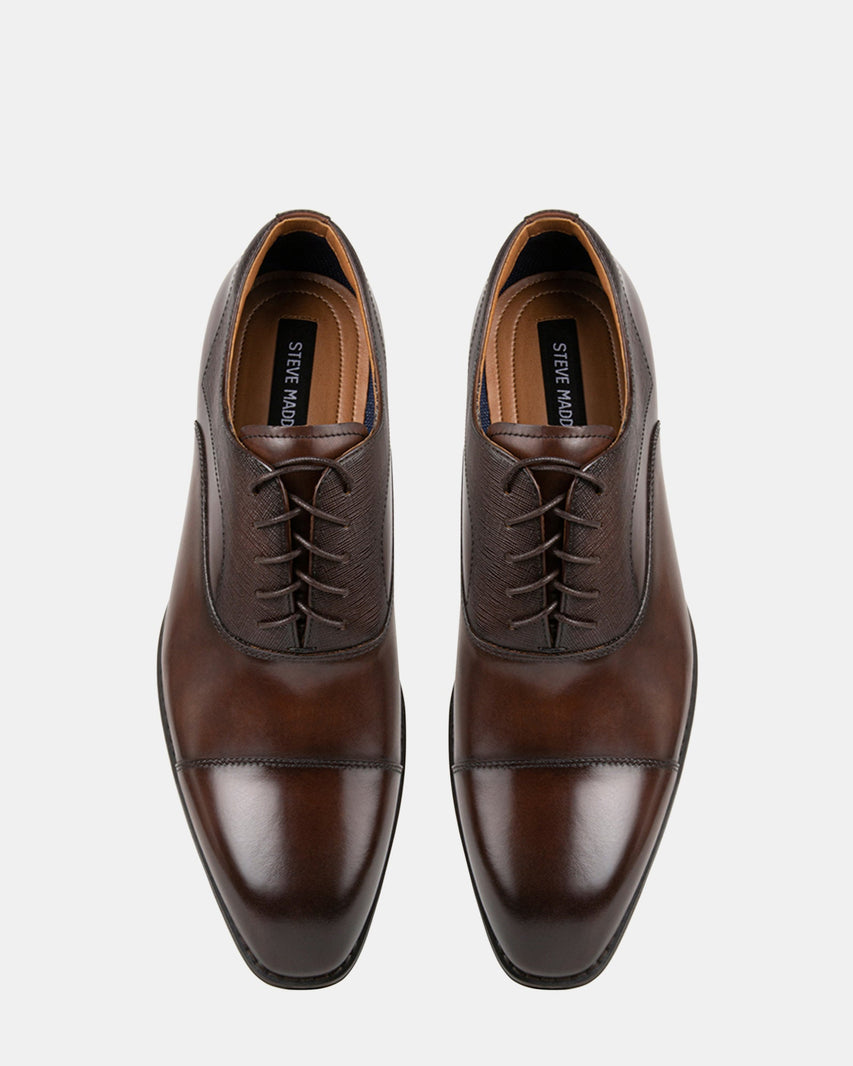 PLAKARD BROWN LEATHER - Men's Shoes - Steve Madden Canada