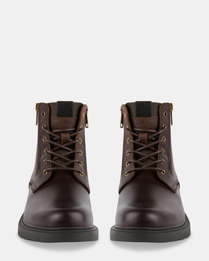 QUARTZ BROWN LEATHER - Men's Shoes - Steve Madden Canada