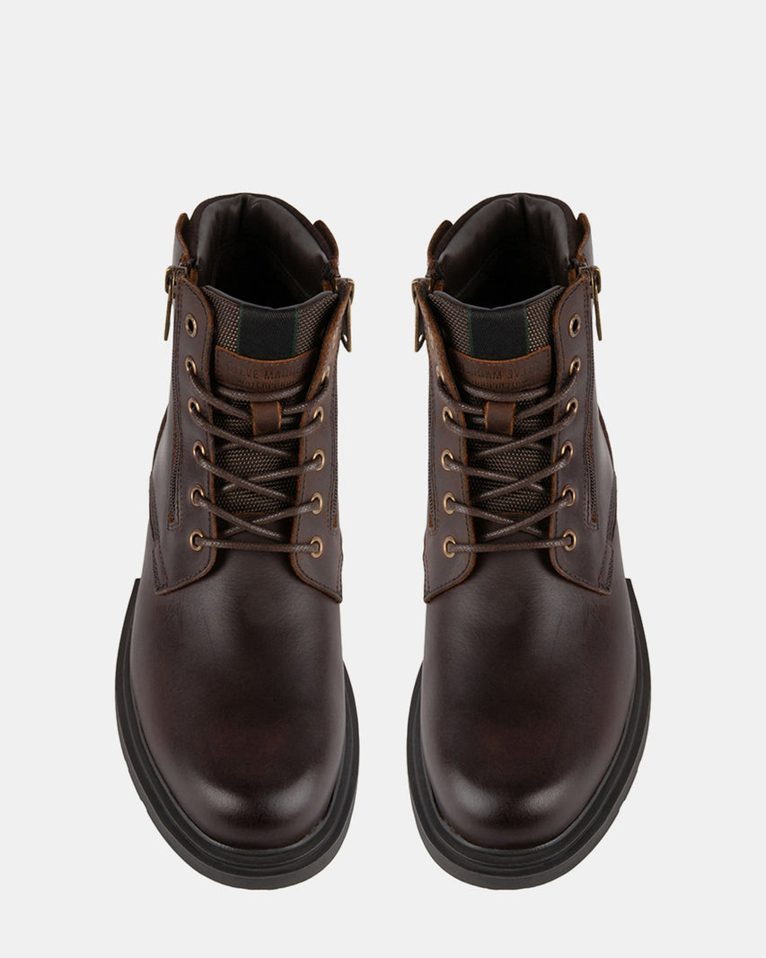 QUARTZ BROWN LEATHER - Men's Shoes - Steve Madden Canada