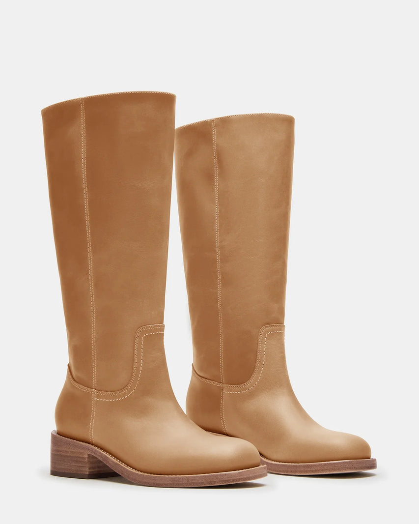 RIGGSS-W WIDE CALF TAN LEATHER - Women's Shoes - Steve Madden Canada