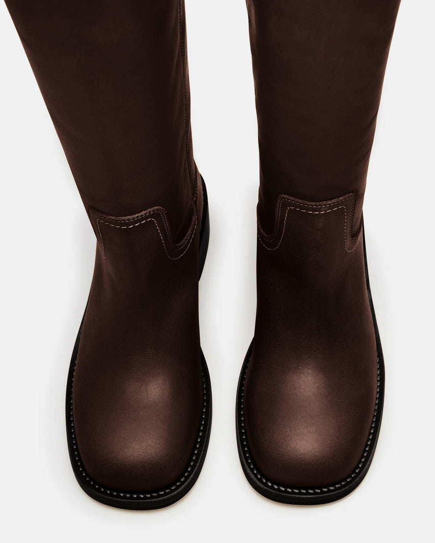 RIGGSS-W WIDE CALF BROWN LEATHER - Women's Shoes - Steve Madden Canada