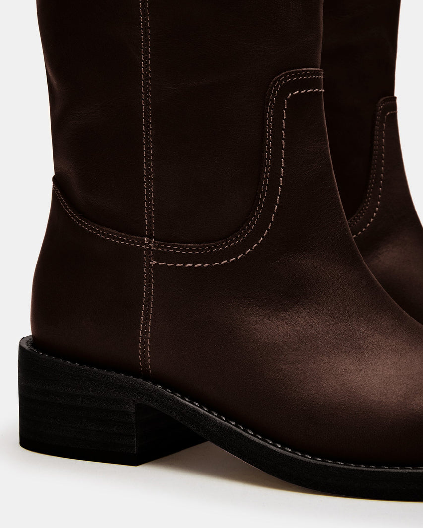 RIGGSS-W WIDE CALF BROWN LEATHER - Women's Shoes - Steve Madden Canada