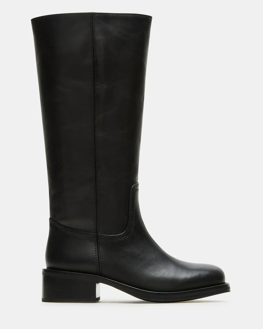 RIGGSS-W WIDE CALF BLACK LEATHER - Women's Shoes - Steve Madden Canada