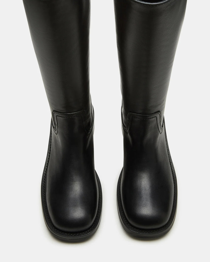 RIGGSS-W WIDE CALF BLACK LEATHER - Women's Shoes - Steve Madden Canada