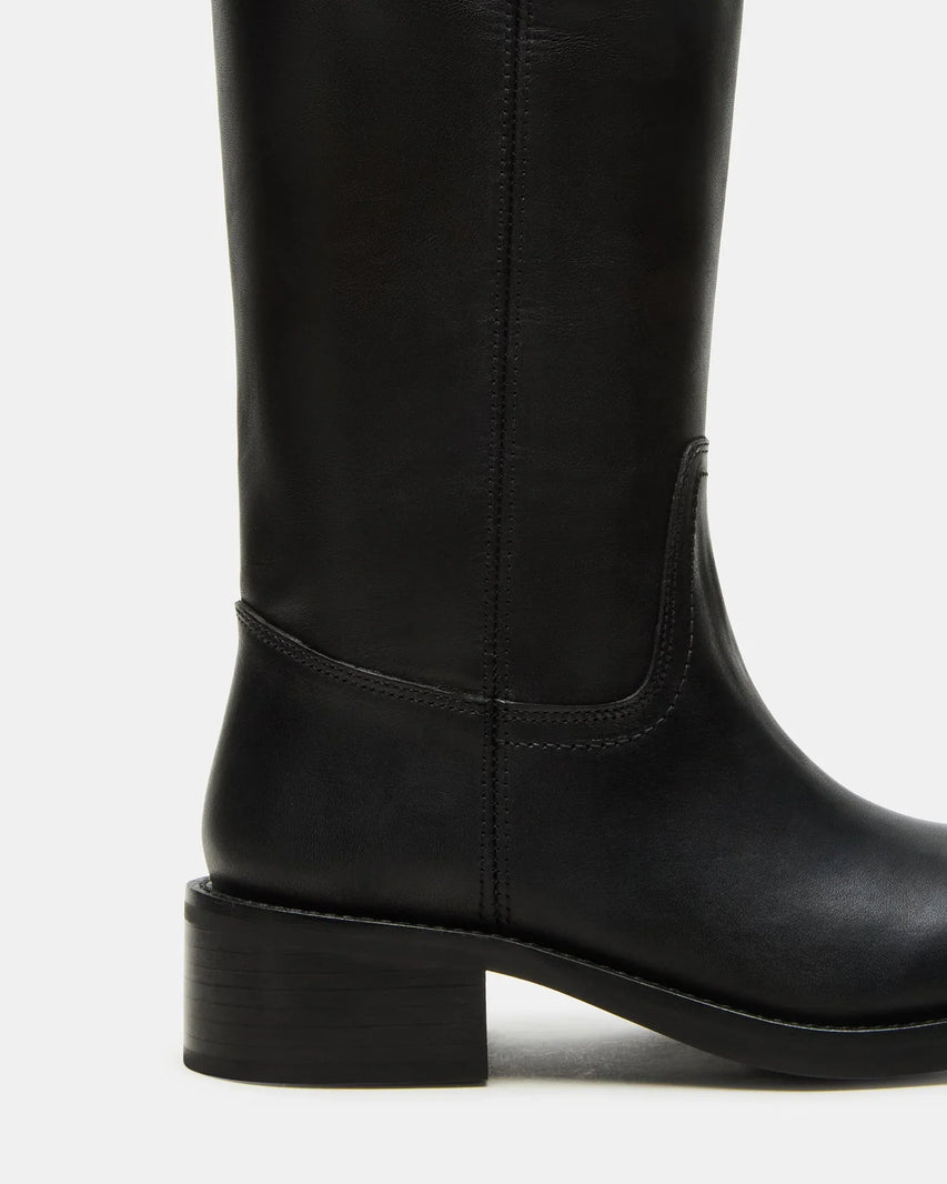 RIGGSS-W WIDE CALF BLACK LEATHER - Women's Shoes - Steve Madden Canada