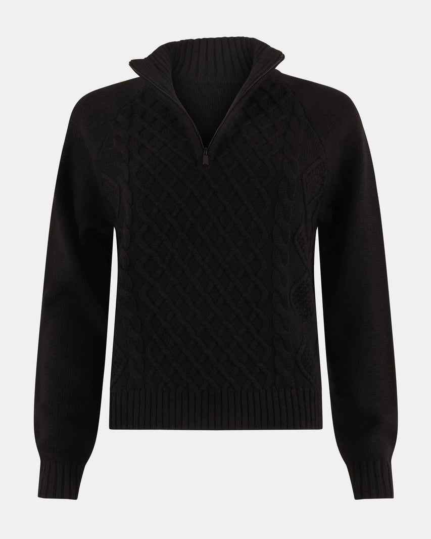 ALLY QUARTER ZIP SWEATER BLACK - Clothing - Steve Madden Canada