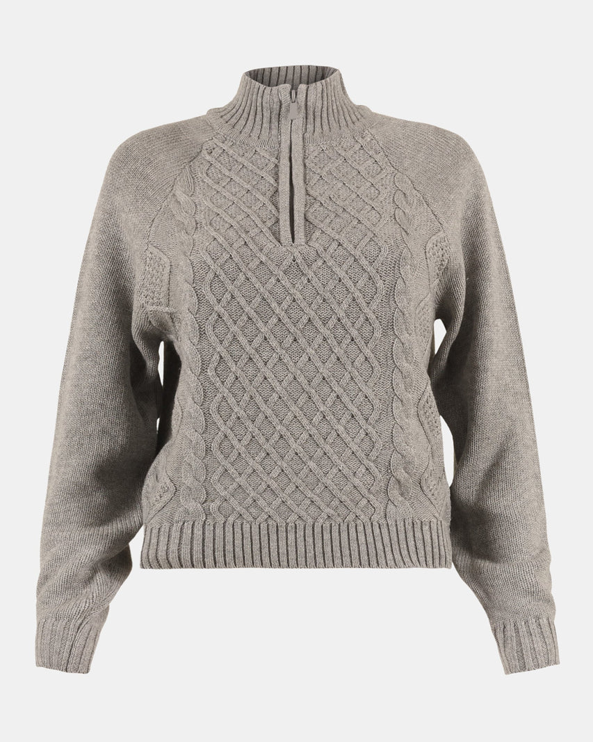 ALLY QUARTER ZIP SWEATER GREY - Clothing - Steve Madden Canada