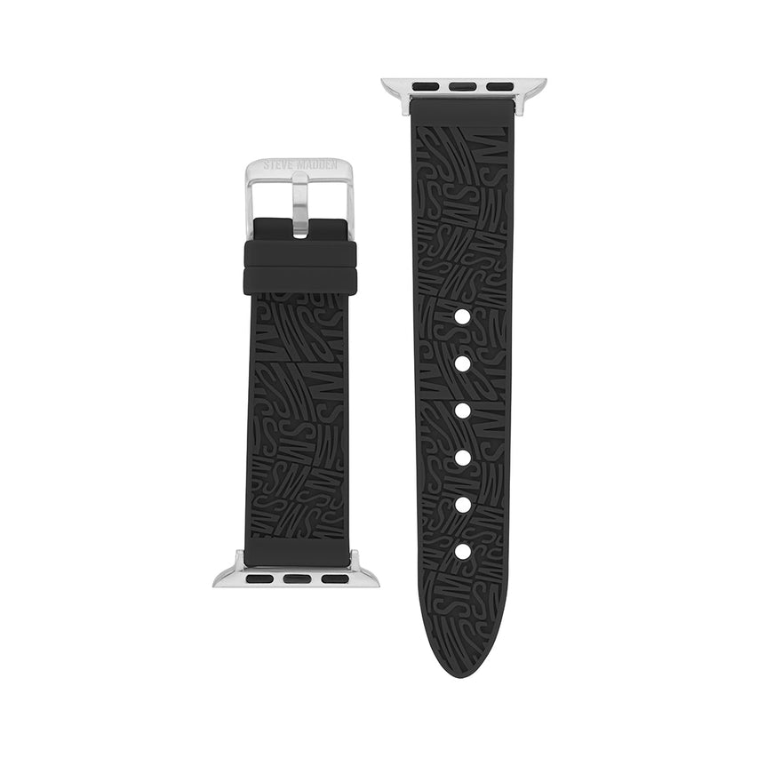 Apple Watch® RUBBER LOGO BAND 42/44/45MM BLACK - Jewelry - Steve Madden Canada